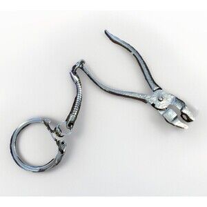 Vintage Mini Tool Linesman Pliers Keychain Key Ring - Made In Hong Kong